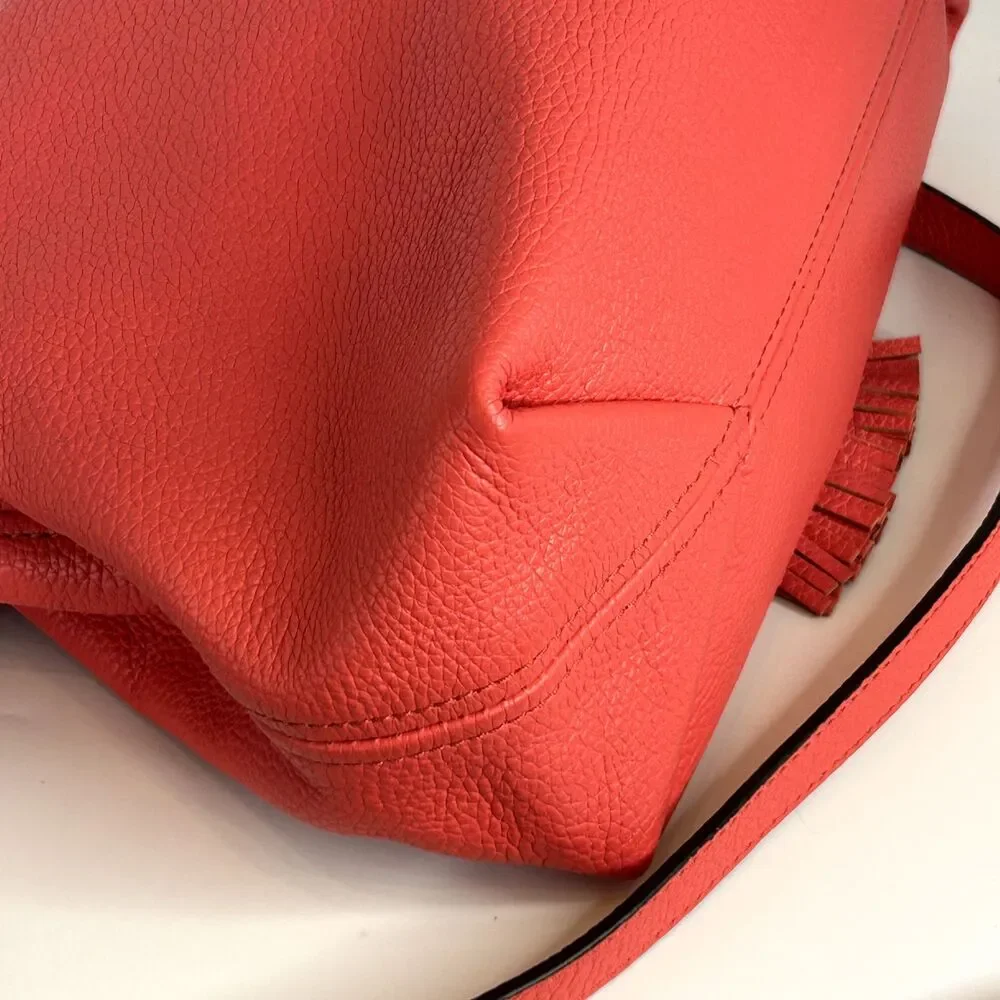 MICHAEL KORS Camden Satchel Crossbody Bag Coral Salmon Pink Leather Gold